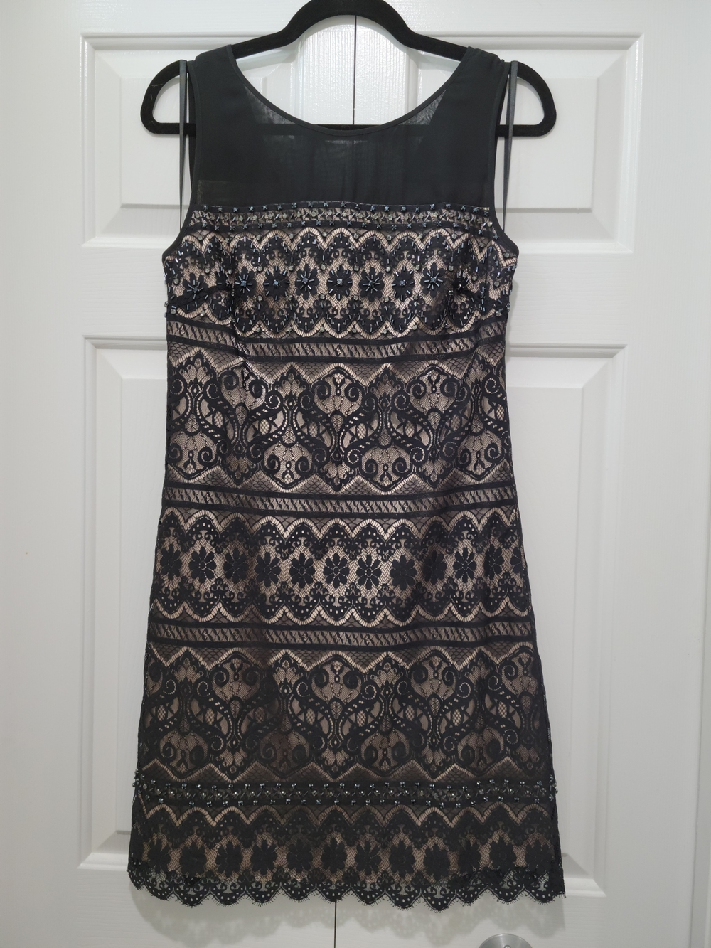 Laundry By Shelli Segal Black Lace Overlay Dress with Nude Underlay - Picture 5 of 14